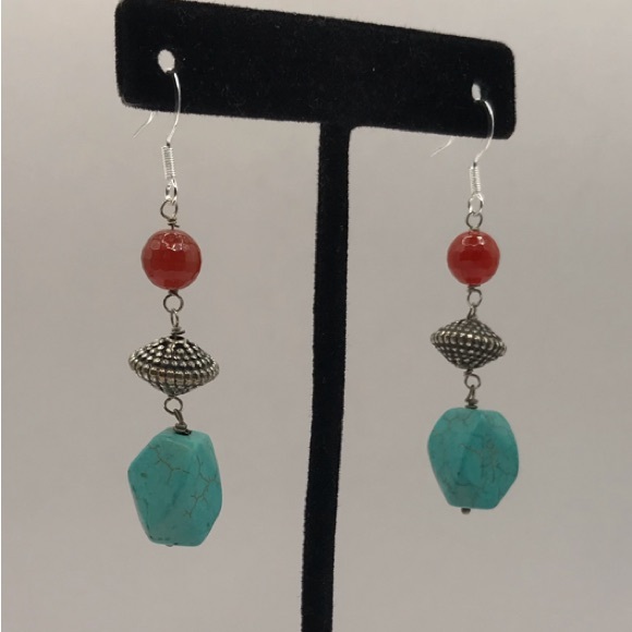 Natural Stones & Silver-Tone Dangle Earrings - Picture 6 of 9